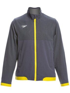 Speedo Youth Tech Warm Up Jacket Lightweight Sz S Gray/Blue & Speedo Yellow NWT